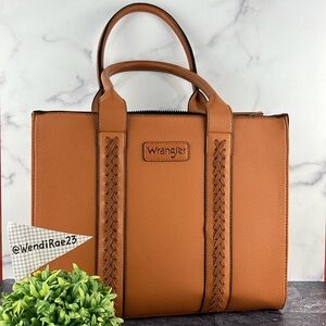 Wrangler brown whipstitch tote bag